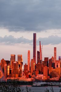 Preview wallpaper city, buildings, water, architecture, twilight