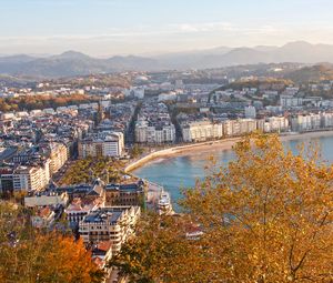 Preview wallpaper city, buildings, water, cityscape, aerial view