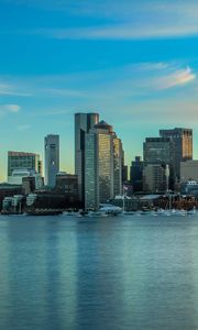 Preview wallpaper city, buildings, water, blue