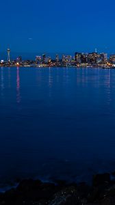 Preview wallpaper city, buildings, water, lights, reflections, seattle