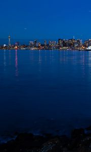 Preview wallpaper city, buildings, water, lights, reflections, seattle