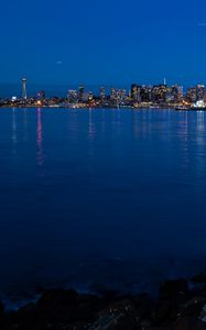 Preview wallpaper city, buildings, water, lights, reflections, seattle