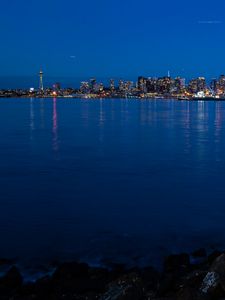 Preview wallpaper city, buildings, water, lights, reflections, seattle