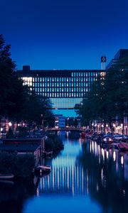 Preview wallpaper city, canal, night, water, buildings