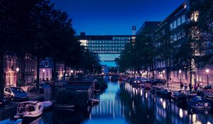 Preview wallpaper city, canal, night, water, buildings