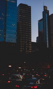 Preview wallpaper city, cars, evening, lights