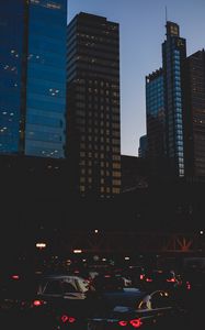 Preview wallpaper city, cars, evening, lights