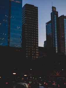 Preview wallpaper city, cars, evening, lights