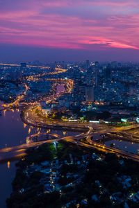 Preview wallpaper city, cityscape, aerial view, sunset