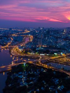 Preview wallpaper city, cityscape, aerial view, sunset