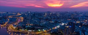 Preview wallpaper city, cityscape, aerial view, sunset