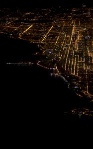 Preview wallpaper city, cityscape, aerial view, night, dark