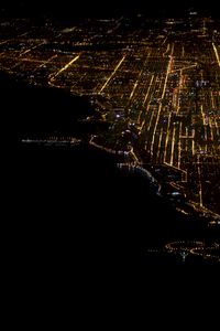 Preview wallpaper city, cityscape, aerial view, night, dark