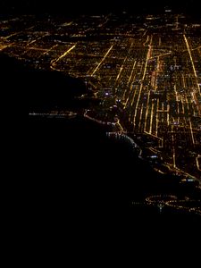 Preview wallpaper city, cityscape, aerial view, night, dark