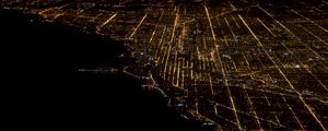 Preview wallpaper city, cityscape, aerial view, night, dark