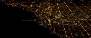 Preview wallpaper city, cityscape, aerial view, night, dark