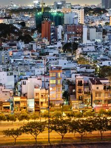 Preview wallpaper city, cityscape, buildings, aerial view, twilight