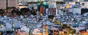 Preview wallpaper city, cityscape, buildings, aerial view, twilight