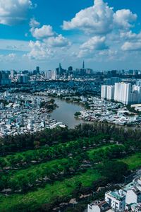 Preview wallpaper city, cityscape, river, aerial view