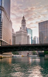 Preview wallpaper city, clock, bridge, building