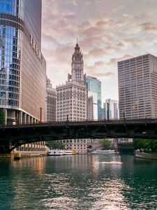 Preview wallpaper city, clock, bridge, building