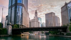 Preview wallpaper city, clock, bridge, building
