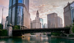 Preview wallpaper city, clock, bridge, building