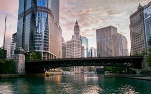 Preview wallpaper city, clock, bridge, building