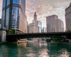 Preview wallpaper city, clock, bridge, building