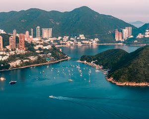 Preview wallpaper city, coast, buildings, port, hong kong