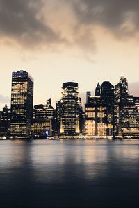 Preview wallpaper city, coast, evening, manhattan, new york