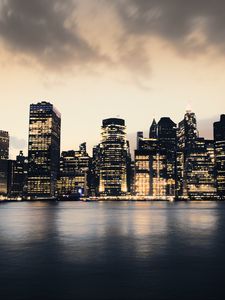 Preview wallpaper city, coast, evening, manhattan, new york