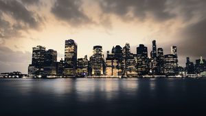 Preview wallpaper city, coast, evening, manhattan, new york