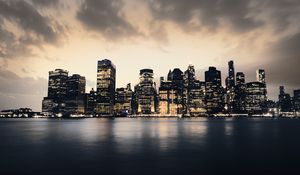 Preview wallpaper city, coast, evening, manhattan, new york