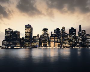 Preview wallpaper city, coast, evening, manhattan, new york