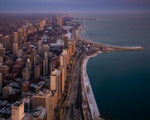 Preview wallpaper city, coast, metropolis, chicago, united states