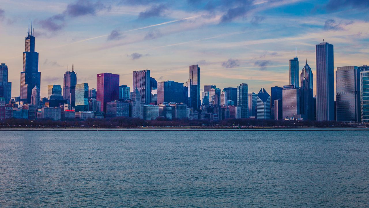 Wallpaper city, coast, skyscrapers, water, view