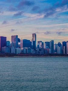 Preview wallpaper city, coast, skyscrapers, water, view