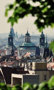 Preview wallpaper city, czech republic, prague, buildings, trees