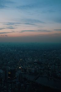 Preview wallpaper city, dawn, aerial view, smog, metropolis