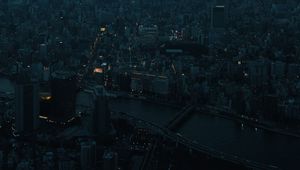 Preview wallpaper city, dawn, aerial view, smog, metropolis