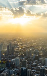 Preview wallpaper city, dawn, aerial view, cityscape, chicago, usa