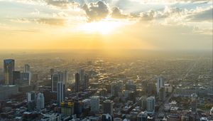 Preview wallpaper city, dawn, aerial view, cityscape, chicago, usa