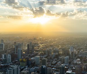 Preview wallpaper city, dawn, aerial view, cityscape, chicago, usa