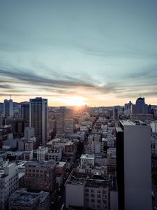 Preview wallpaper city, dawn, metropolis