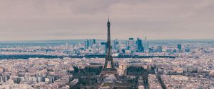 Preview wallpaper city, eiffel tower, tower, cityscape, aerial view, paris