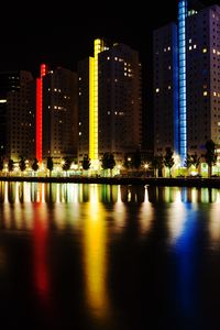Preview wallpaper city, embankment, lights, colorful, reflection, buildings
