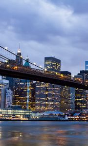 Preview wallpaper city, evening, glow, bridge