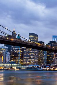 Preview wallpaper city, evening, glow, bridge