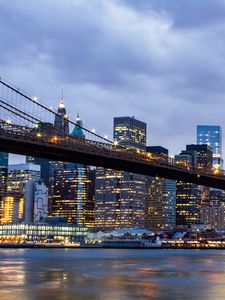 Preview wallpaper city, evening, glow, bridge